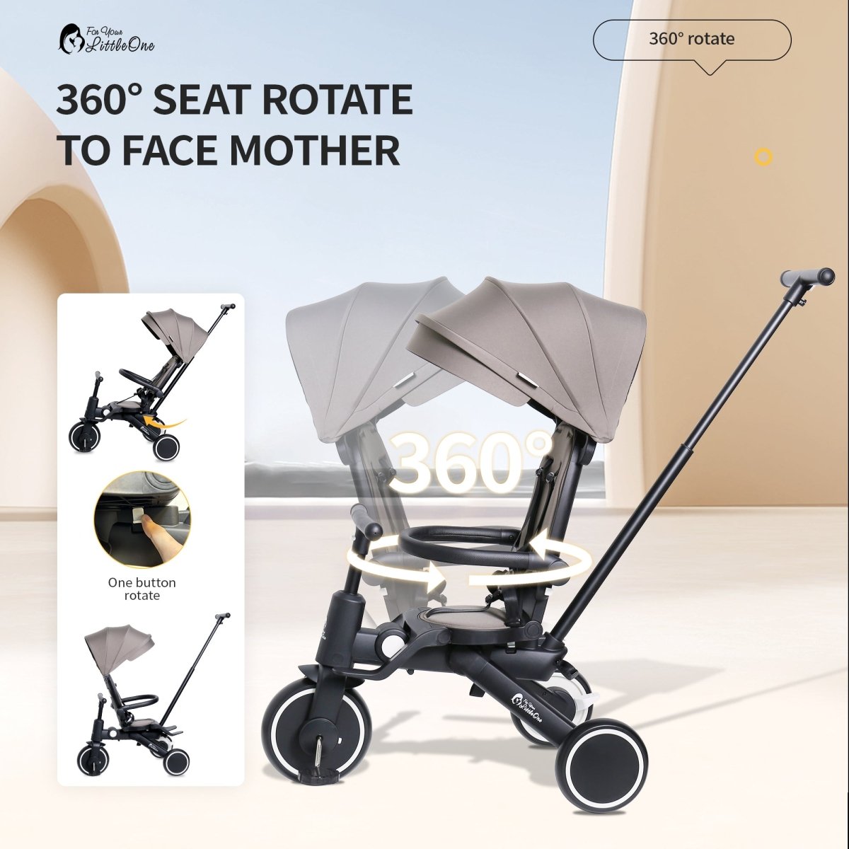 Foryourlittleone Xplor Plus 6 in 1 Foldable Trike - Jet Black (10m-5y)-4
