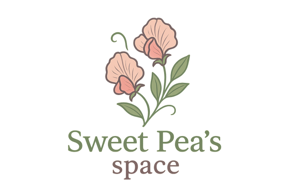 Sweet Pea's space logo with custom color palette