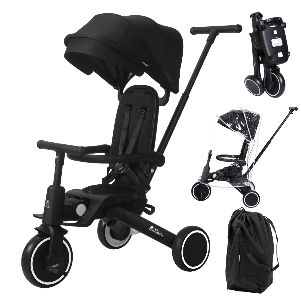 Foryourlittleone Xplor Plus 6 in 1 Foldable Trike - Jet Black (10m-5y)-0